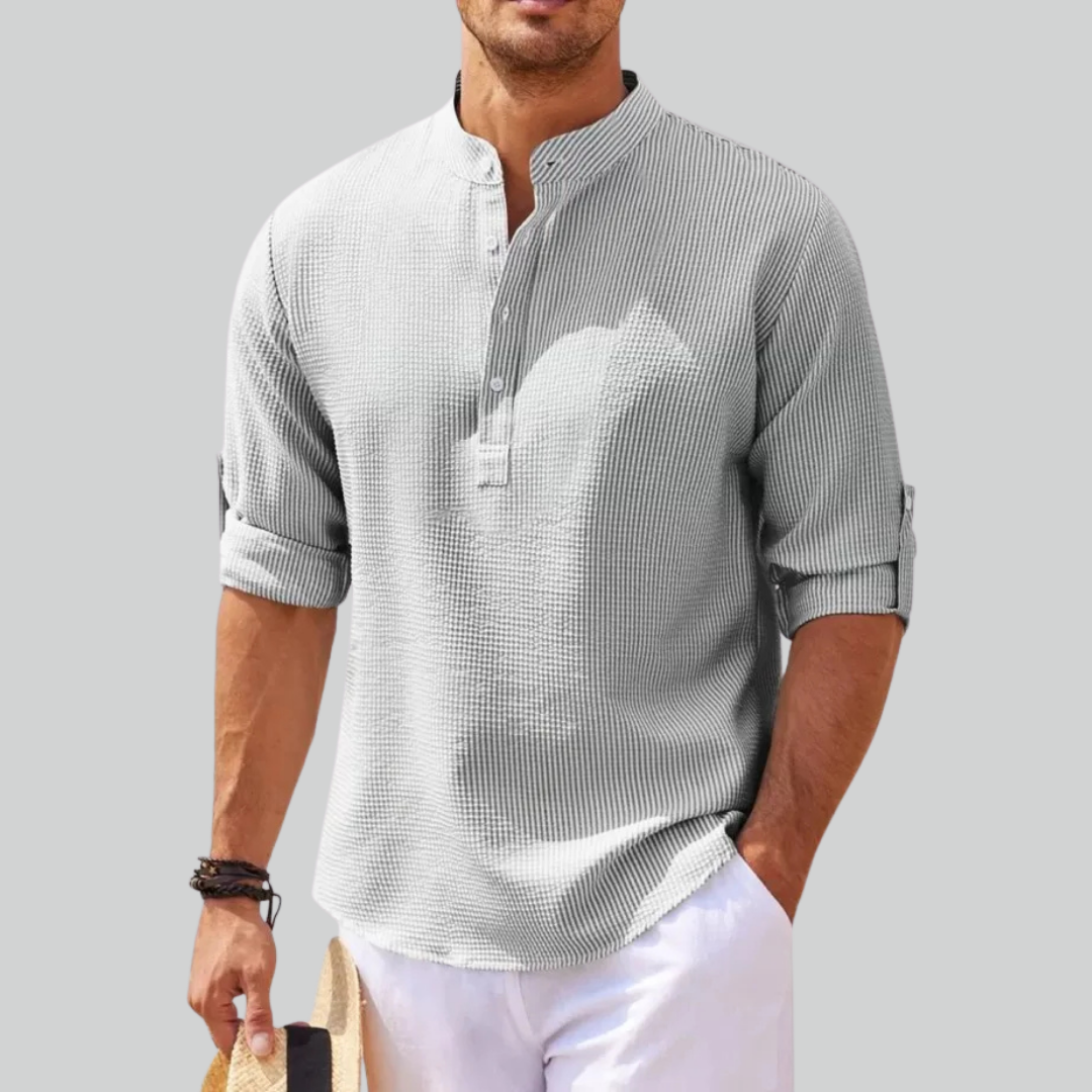 Cotton Linen Men's Long-Sleeved Shirt Plus Size S-5XL Casual Beach Style