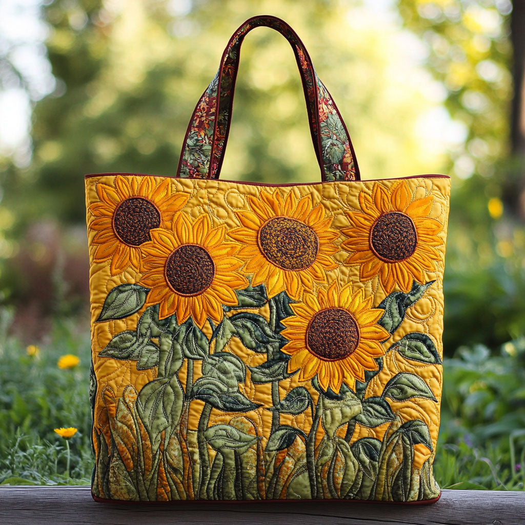 Classic Sunflower Quilted Tote Bag