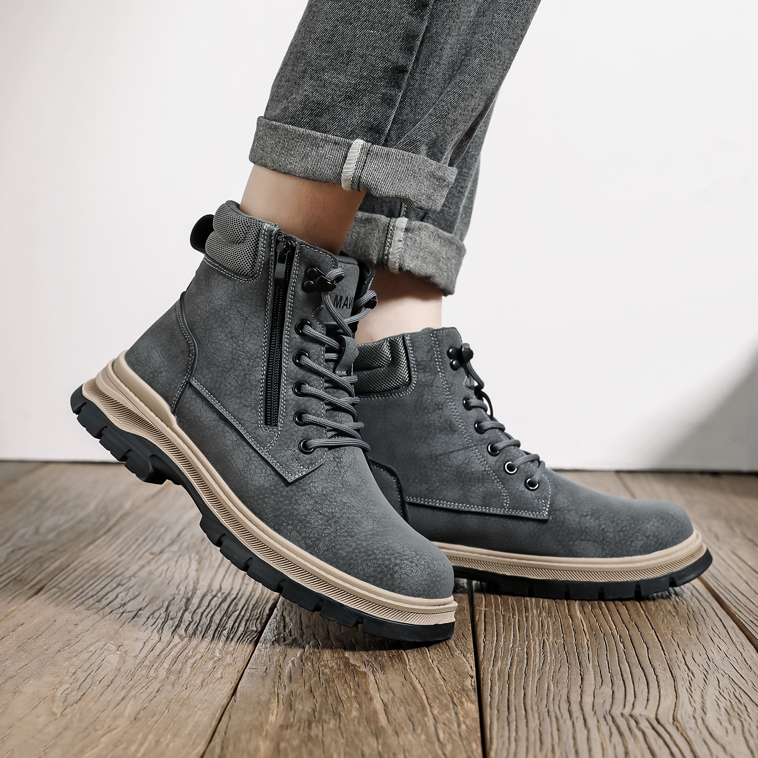 (⏰Limited Time Sale 70% OFF)Men's Steel Toe Boots - Waterproof, Slip-resistant, Puncture-resistant, Scratch-proof and Smash-proof; Orthopedic Arch Support Ankle Support Wide Toe - Ideal for Hiking, Ranch Construction and Warehouses