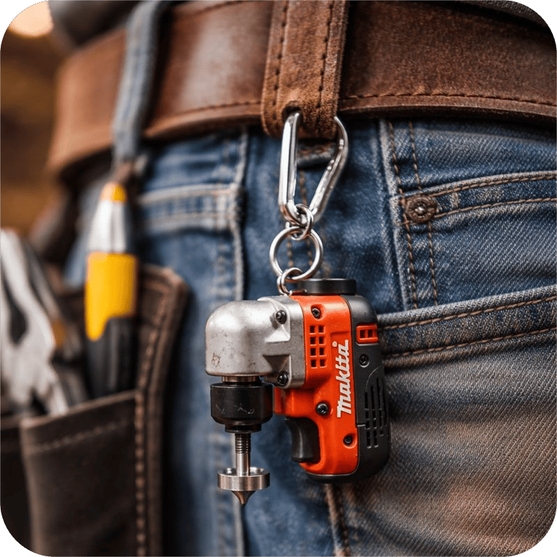 🛠️2-in-1 Makita-Mini Drilling Tool Keychain: On-the-Go Smoothing Tool + Tool Enthusiast Collectible