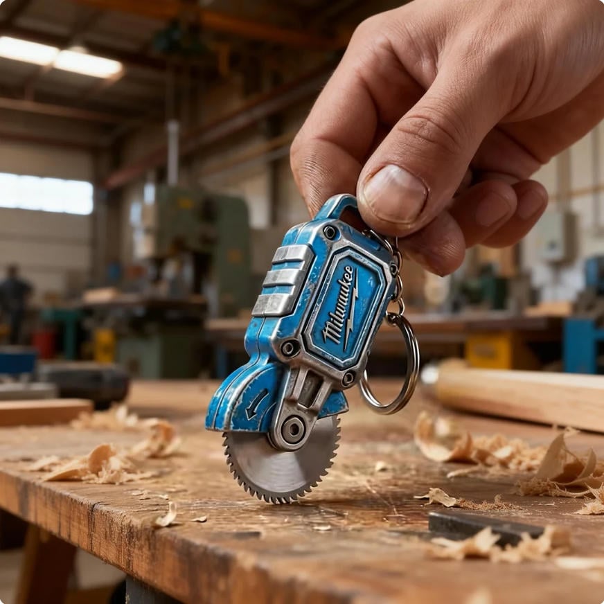 🛠️2-in-1 Milwaukee-Inspired Mini Cut-Off Saw Keychain: On-the-Go Smoothing Tool + Tool Enthusiast Collectible