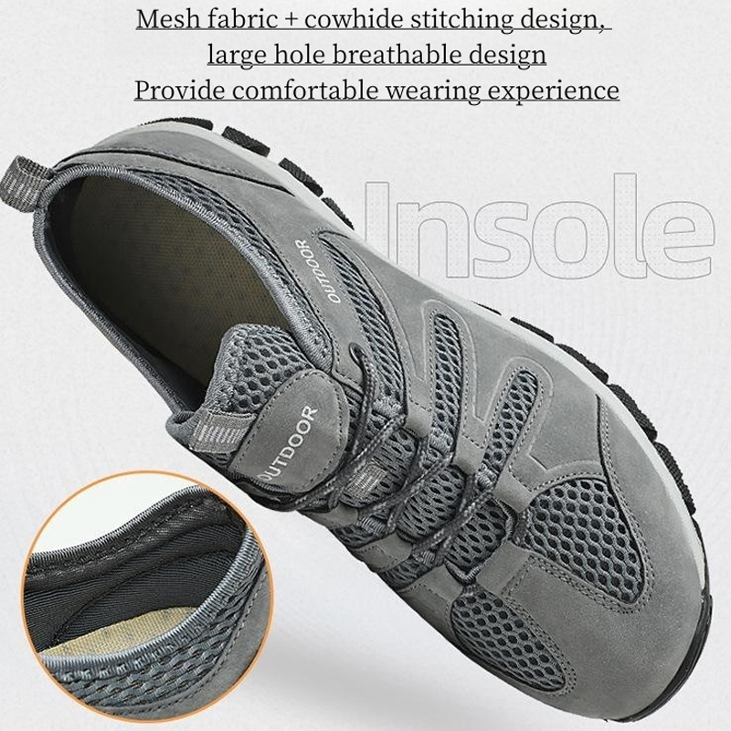 Men's Genuine Leather Breathable Lightweight Arch Support Hiking Orthopedic Shoes