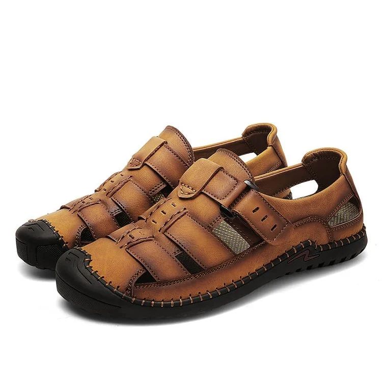 Mens Sport Sandals Closed Toe Outdoor Fisherman Shoes Leather Summer Beach Loafters
