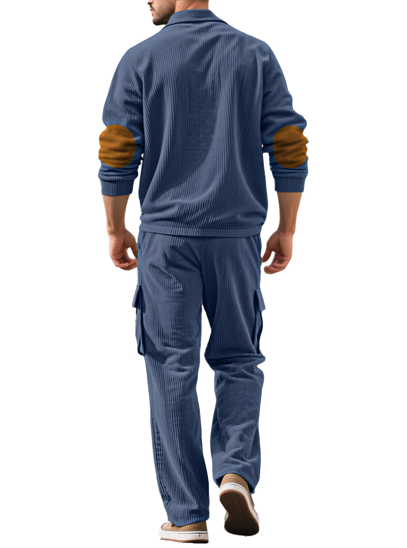 Autumn And Winter Corduroy Lapel Long-sleeved Polo Shirt Straight Pants Casual Suit