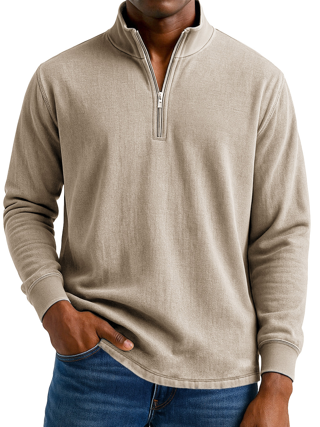 Men's Stylish Casual Vintage Distressed Half-zip Sweatshirt
