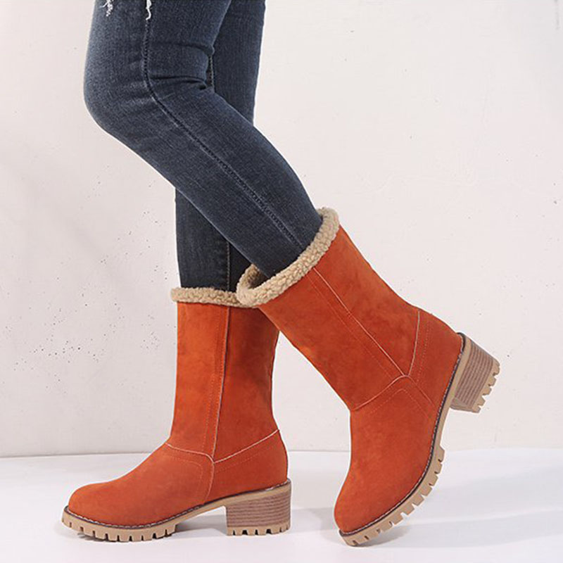 Women's Chunky Heel Round Toe Snow Boots