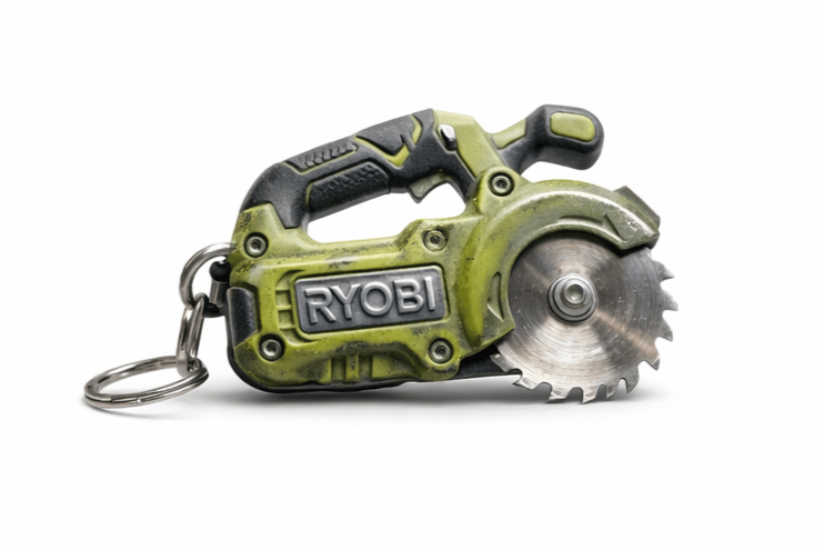 2-in-1 Ryobi-Inspired Mini Saw Keychain: Real Micro Cutting Tool + Tool Enthusiast Collectible