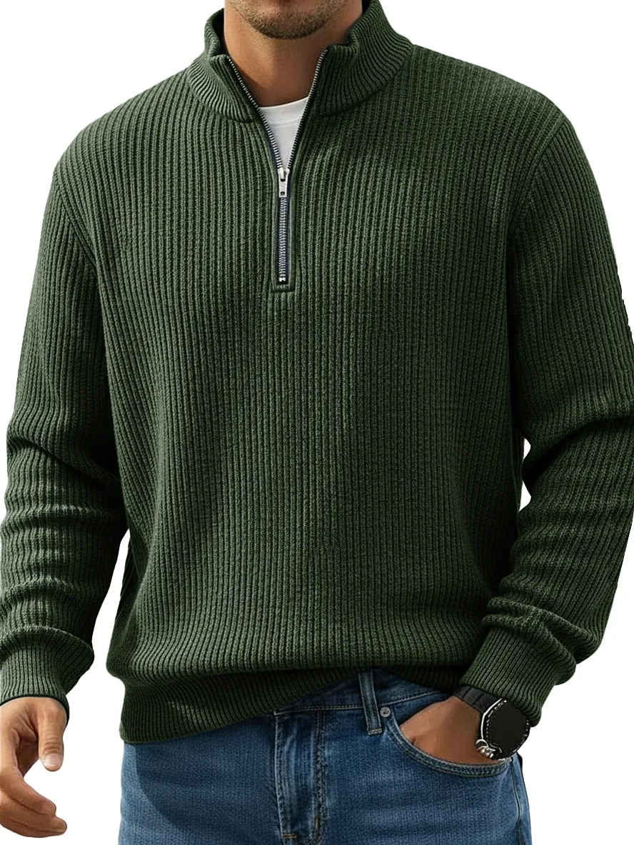Men's Stylish Casual Stand-up Collar Half-zip Cashmere Sweater