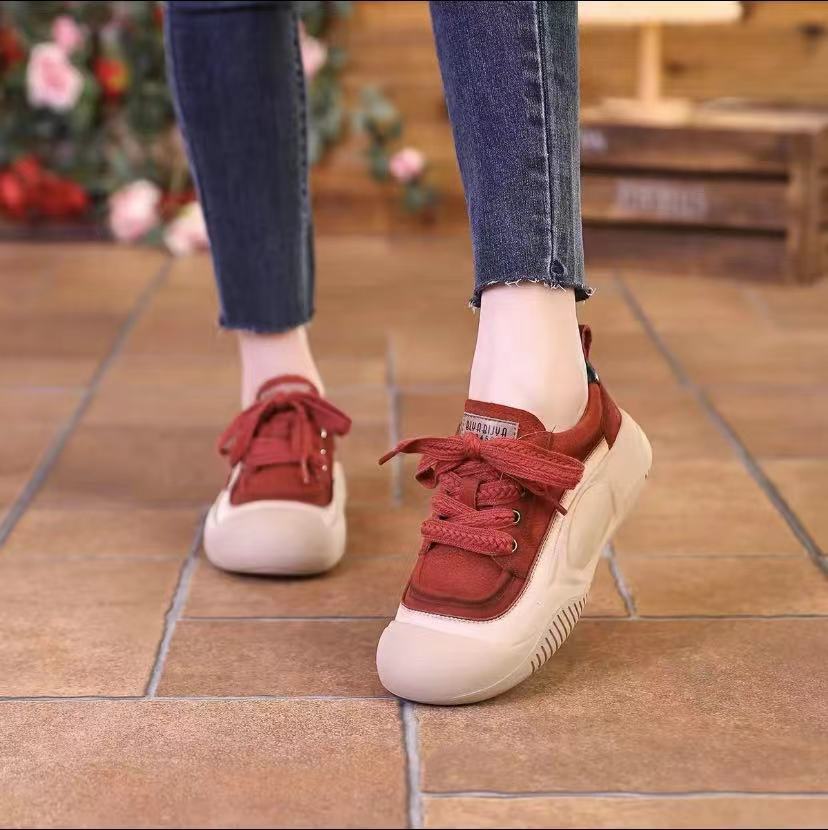 2026 Retro Genuine Leather Women's Shoes Light Sports Casual Shoes