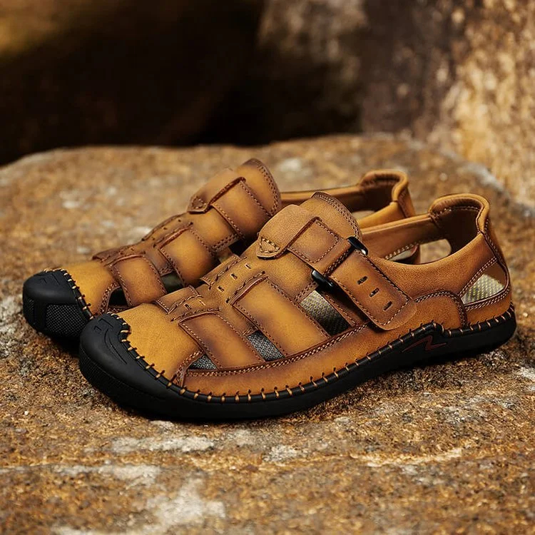 Mens Sport Sandals Closed Toe Outdoor Fisherman Shoes Leather Summer Beach Loafters