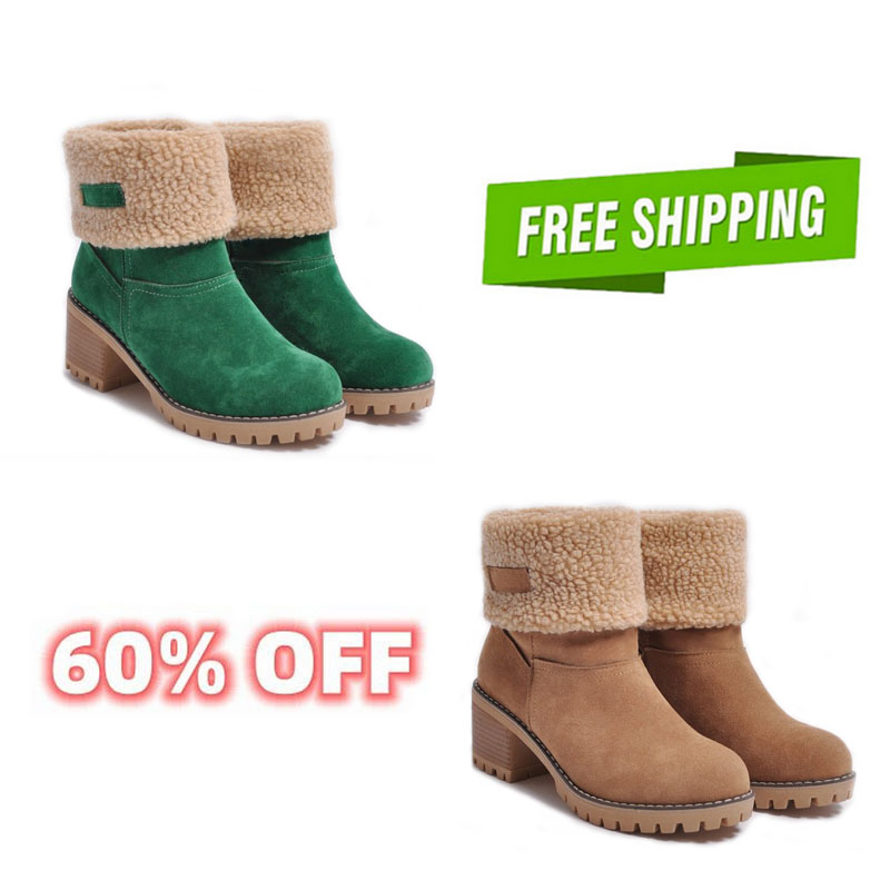 Women's Chunky Heel Round Toe Snow Boots