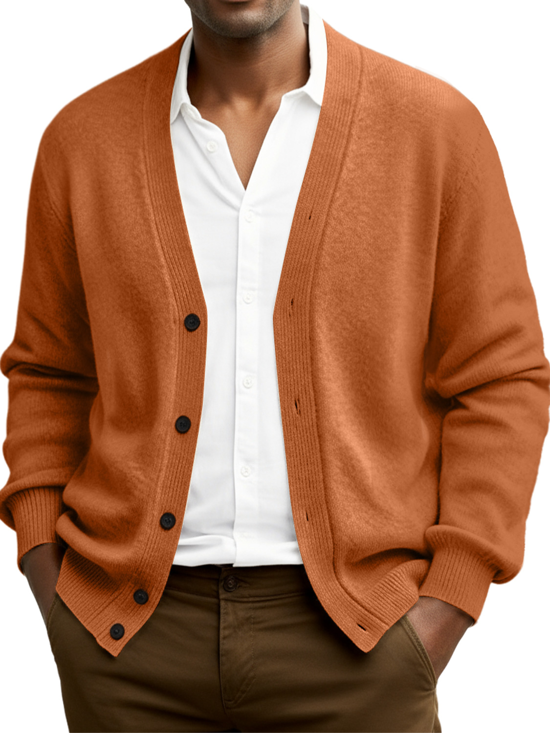 Men's Simple Casual Loose Single-breasted Sweater Cardigan
