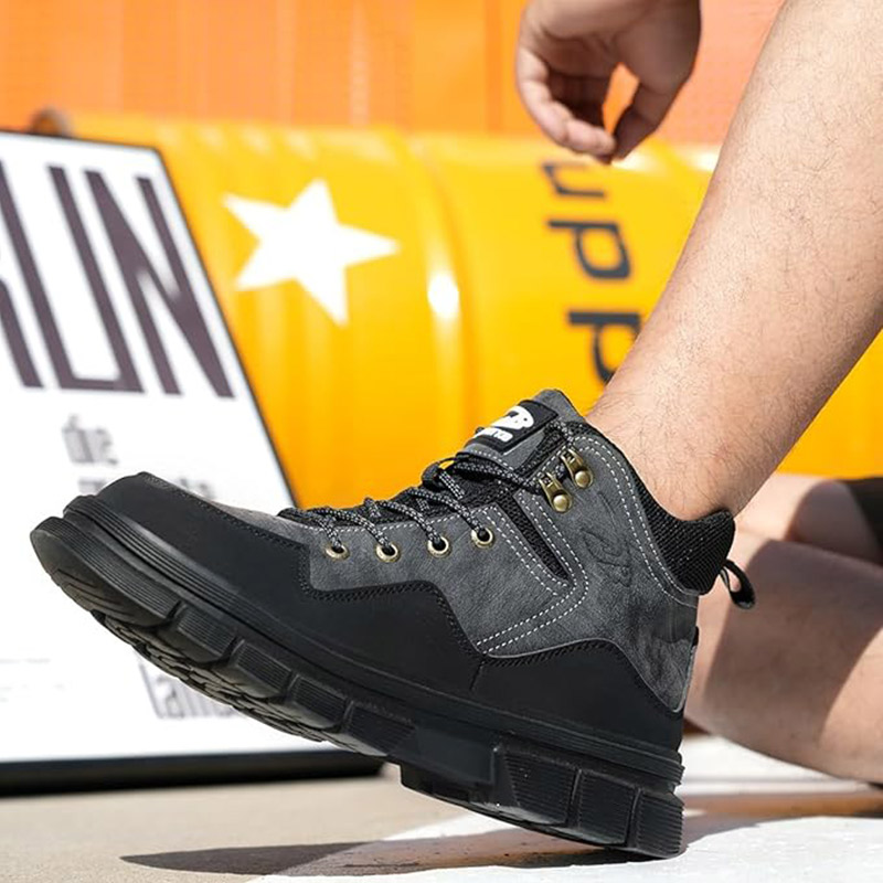 (⏰Limited Time Sale 70% OFF) Men's Steel Toe Work Safety Boots - Waterproof, Slip-resistant, Puncture-resistant, Smash-resistant - Orthopedic, Arch support, Wide toe, Ankle support