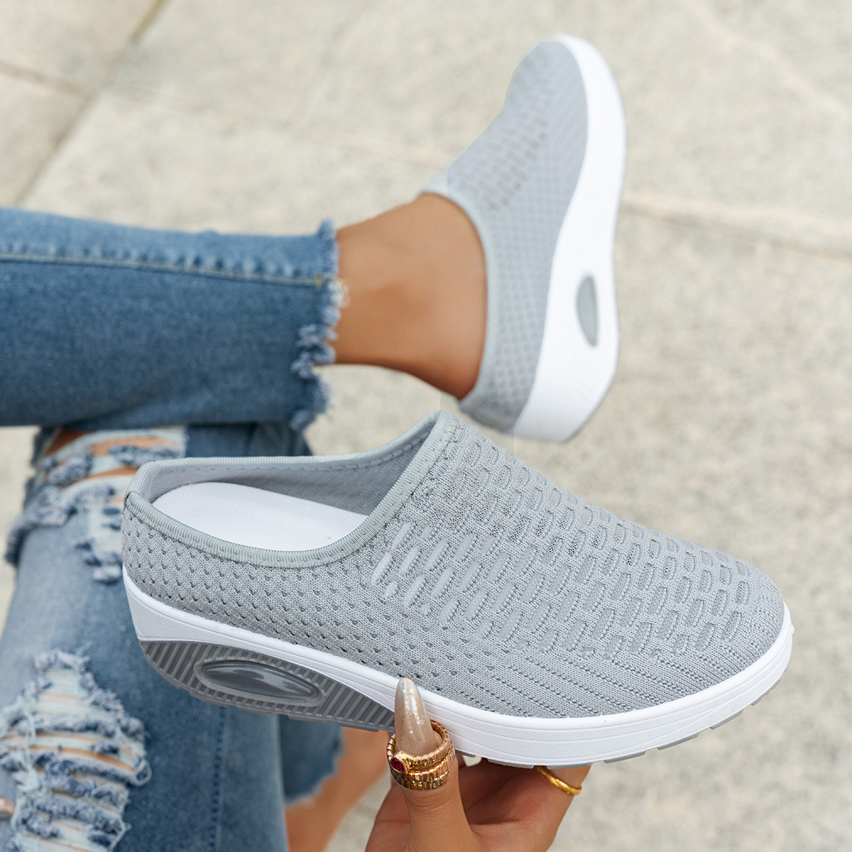 New Arrival✨Women's Air Cushioned Sole Slip-on Orthopedic Mesh Walking Slippers
