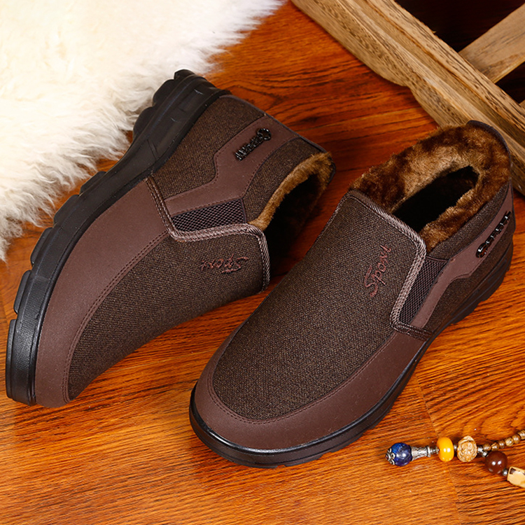 Men's Waterproof Plush Lined Genuine Leather Orthopedic Snow Boot Casual Shoes