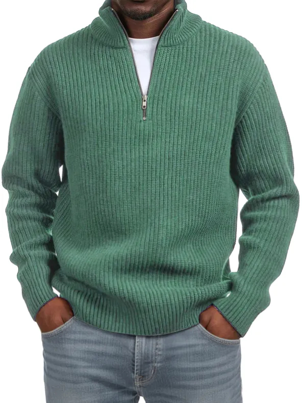 🎄CHRISTMAS SALE🎄Men's Casual Simple Quarter Zip Stand Collar Cashmere Sweater