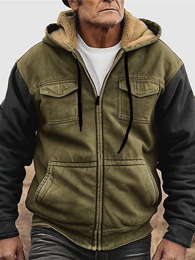 Men's Western Style Hooded Fleece Jacket