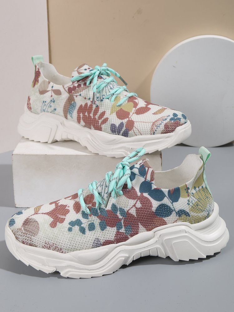 🔥HOT SALE - Flower Print Lace-up Breathable Orthopedic Sneakers
