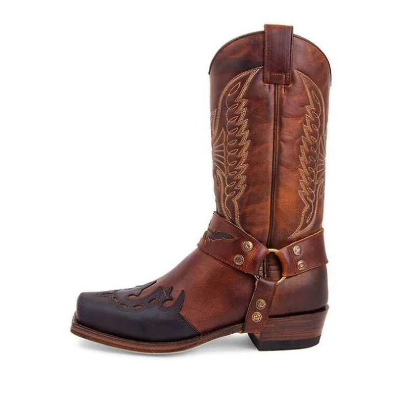 MEN'S BUCKLE CAVED COWBOY BOOTS