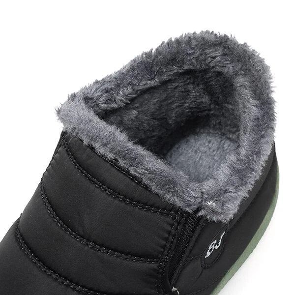 Men Waterproof Warm Fur Lining Letter Slip On Ankle Boots-burnzay