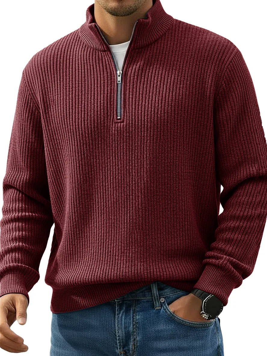 Men's Stylish Casual Stand-up Collar Half-zip Cashmere Sweater
