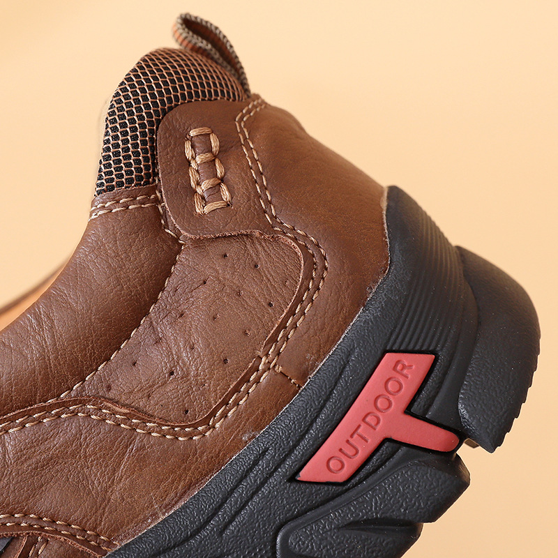 Men's Comfortable Leather Moccasin Chukka Boots Non-Slip Outdoor Work Boots - All season style
