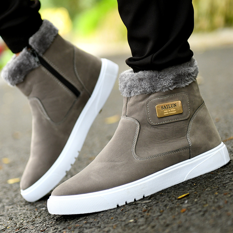 Winter snow boots men's short boots high top men's shoes cotton shoes thickened plus velvet warm cotton boots mid-cut Martin men's boots