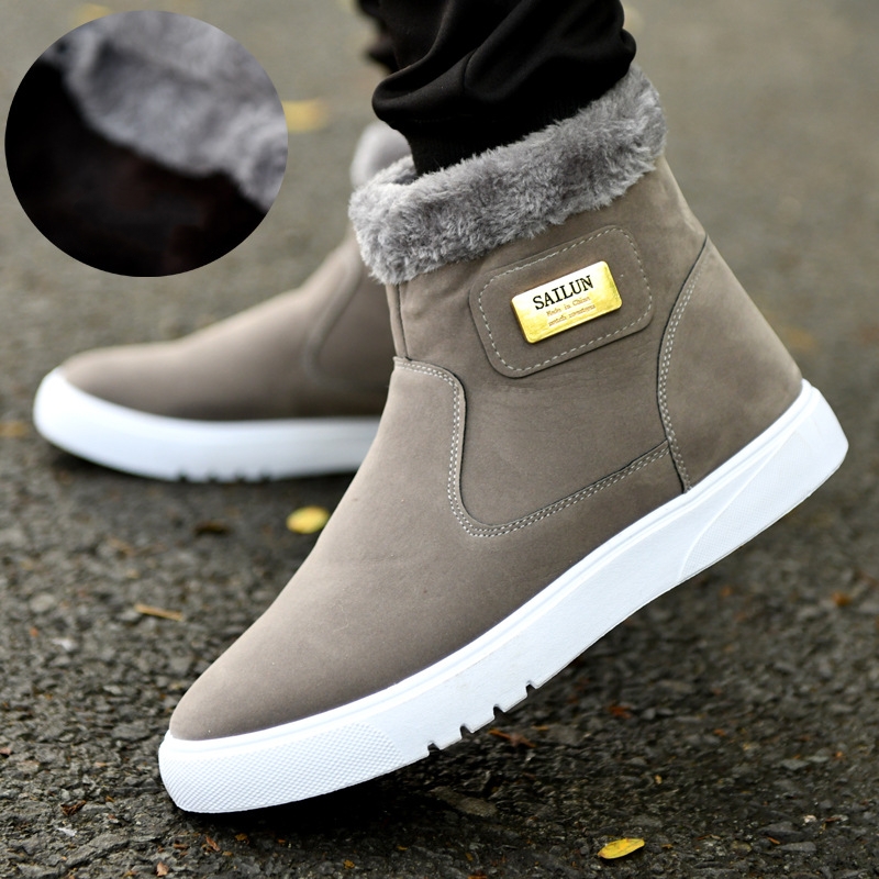 Winter snow boots men's short boots high top men's shoes cotton shoes thickened plus velvet warm cotton boots mid-cut Martin men's boots