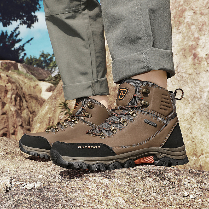 (⏰CLEARANCE SALE 70% OFF) Men's High Top Lace-Up Boots, Outdoor Waterproof Non-Slip Anti-Puncture Orthopedic Comfortable Hiking Mountaineering Walking Boots for Daily Life, Work and Sports