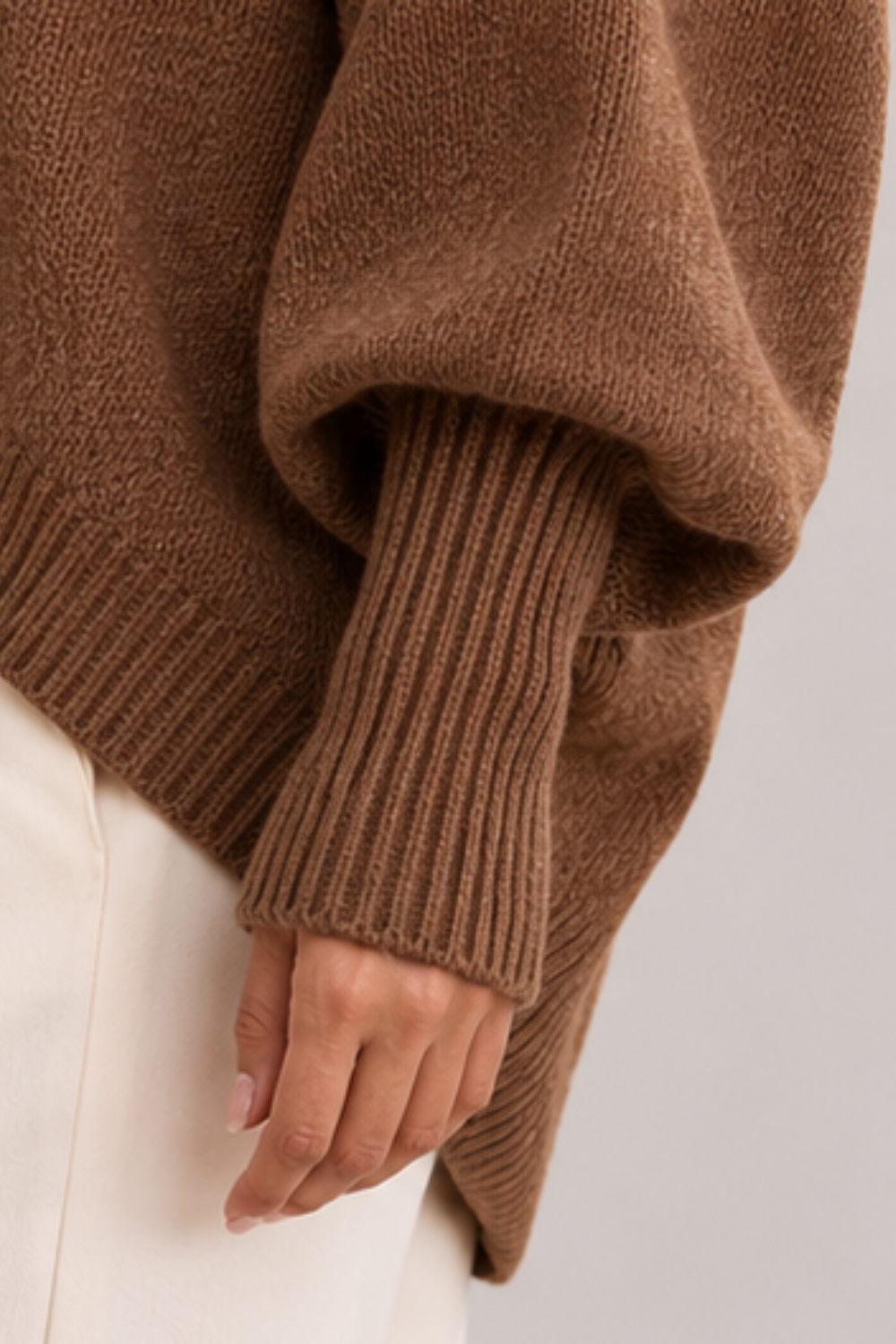 Asymmetric Button Turtleneck Sweater