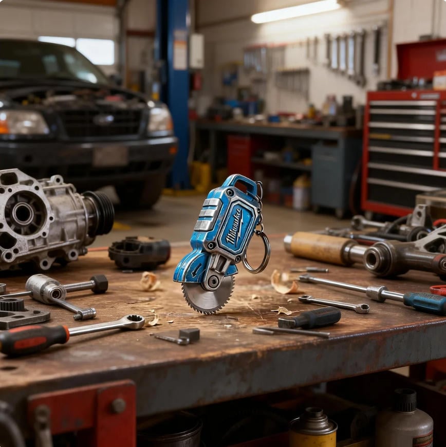 🛠️2-in-1 Milwaukee-Inspired Mini Cut-Off Saw Keychain: On-the-Go Smoothing Tool + Tool Enthusiast Collectible