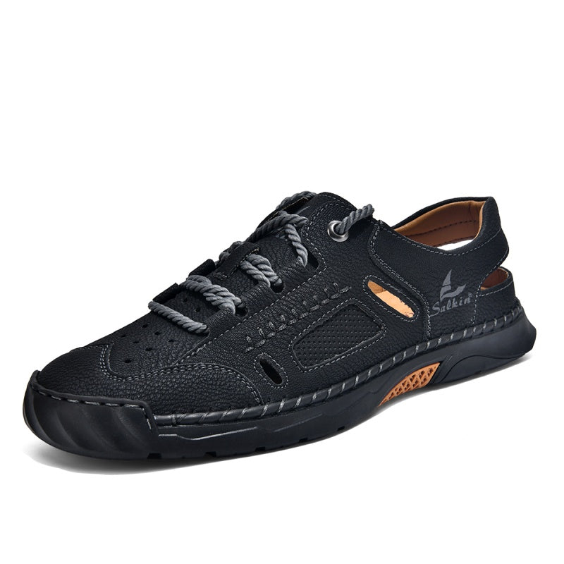 🥇#1 Best-Selling Men's Breathable Leather Sandals – Arch Support, Slip-Resistant, All-Day Comfort, Outdoor Casual Shoes