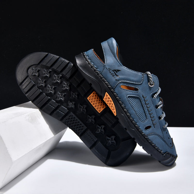 🥇#1 Best-Selling Men's Breathable Leather Sandals – Arch Support, Slip-Resistant, All-Day Comfort, Outdoor Casual Shoes