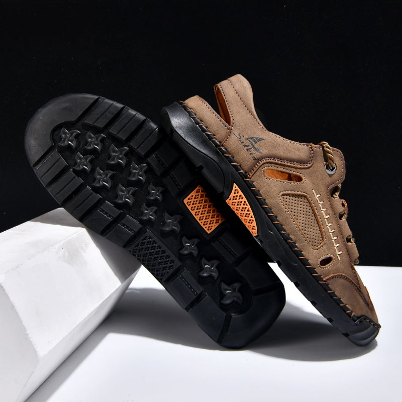 🥇#1 Best-Selling Men's Breathable Leather Sandals – Arch Support, Slip-Resistant, All-Day Comfort, Outdoor Casual Shoes