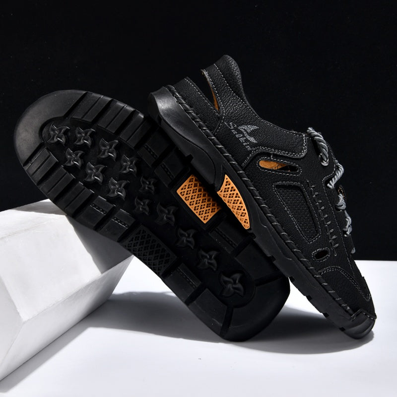 🥇#1 Best-Selling Men's Breathable Leather Sandals – Arch Support, Slip-Resistant, All-Day Comfort, Outdoor Casual Shoes