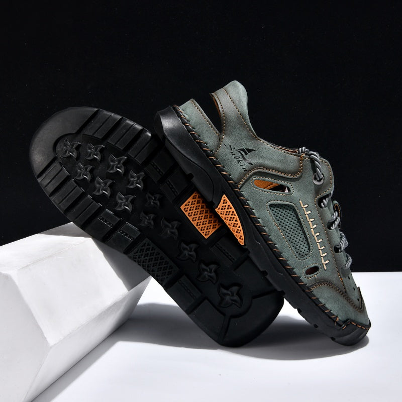🥇#1 Best-Selling Men's Breathable Leather Sandals – Arch Support, Slip-Resistant, All-Day Comfort, Outdoor Casual Shoes