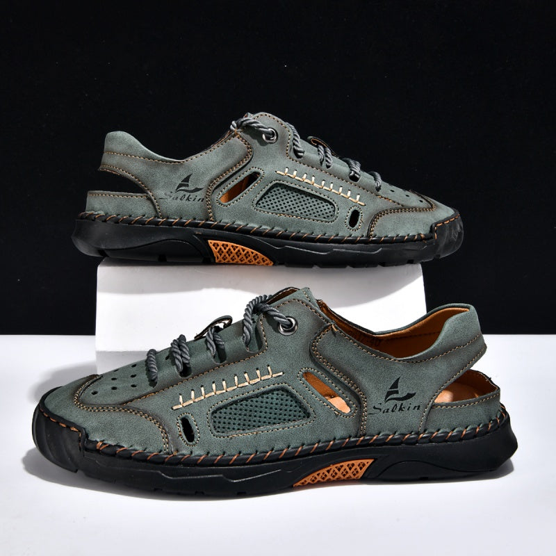 🥇#1 Best-Selling Men's Breathable Leather Sandals – Arch Support, Slip-Resistant, All-Day Comfort, Outdoor Casual Shoes