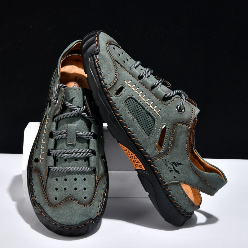 🥇#1 Best-Selling Men's Breathable Leather Sandals – Arch Support, Slip-Resistant, All-Day Comfort, Outdoor Casual Shoes