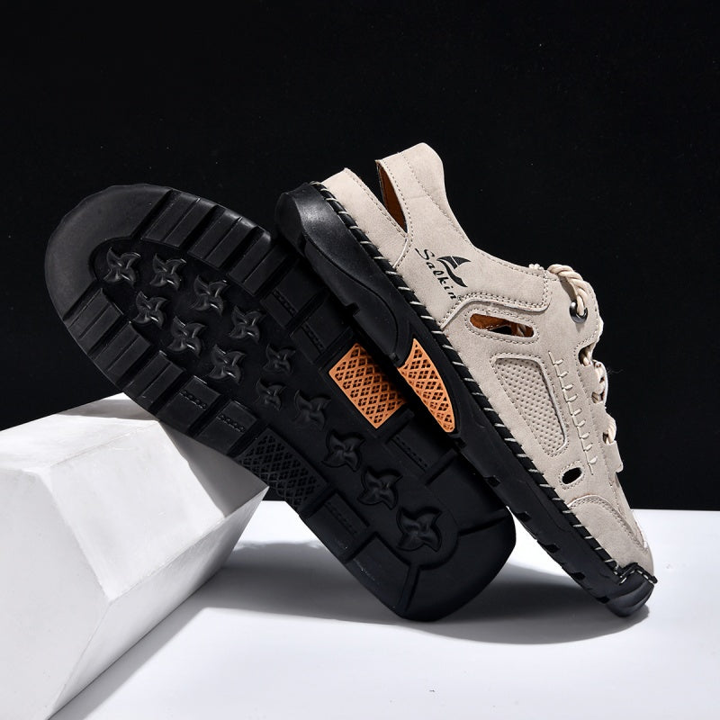 🥇#1 Best-Selling Men's Breathable Leather Sandals – Arch Support, Slip-Resistant, All-Day Comfort, Outdoor Casual Shoes
