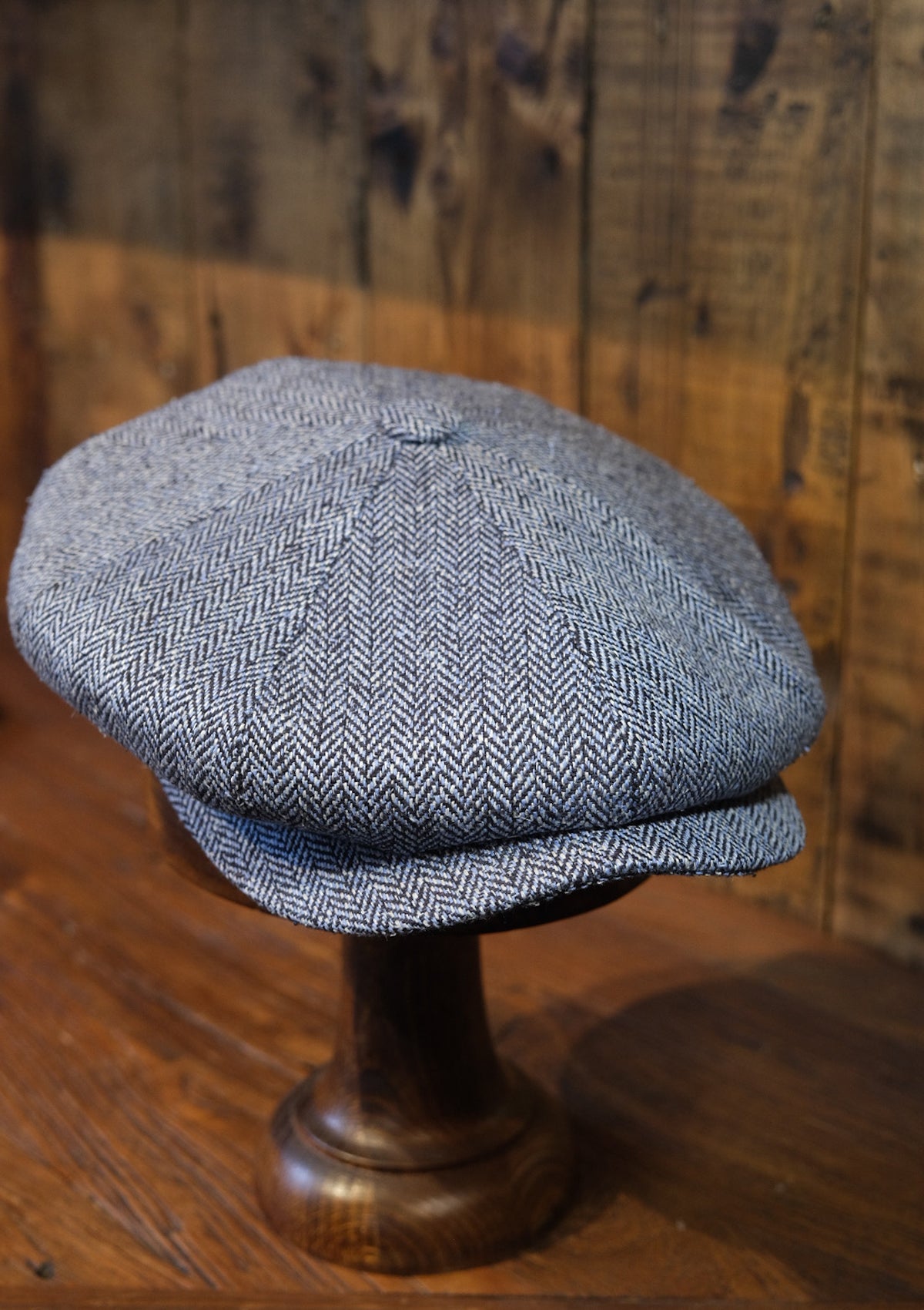 Fulton Baker Boy - (Mid-Width) Light Blue Herringbone Pure Silk