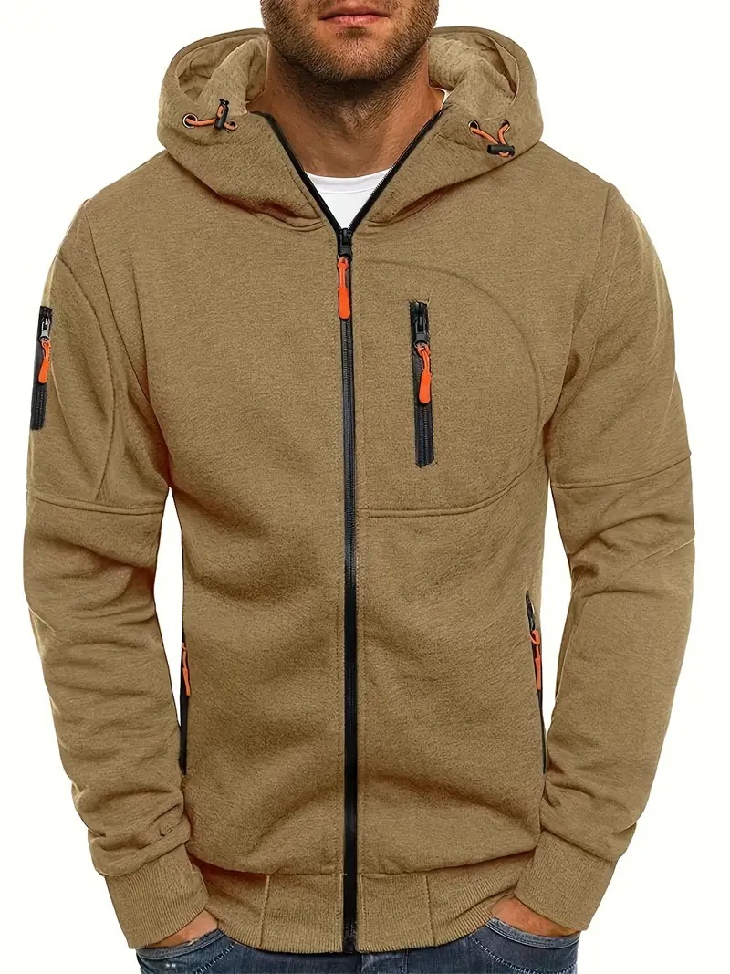 Men's Zip Up Vacation Streetwear Fleece  Hoodie Jacket