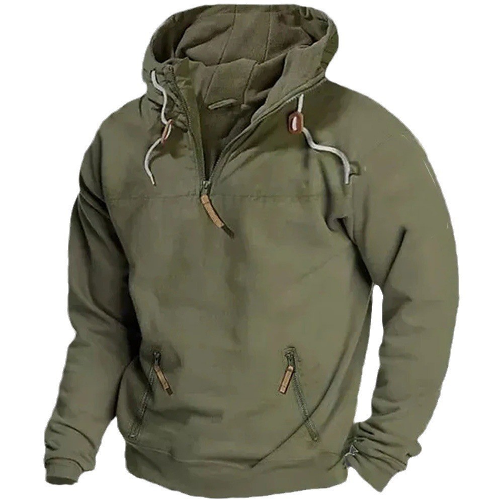 Men's Athleisure Loose Solid Color Hoodie Coat