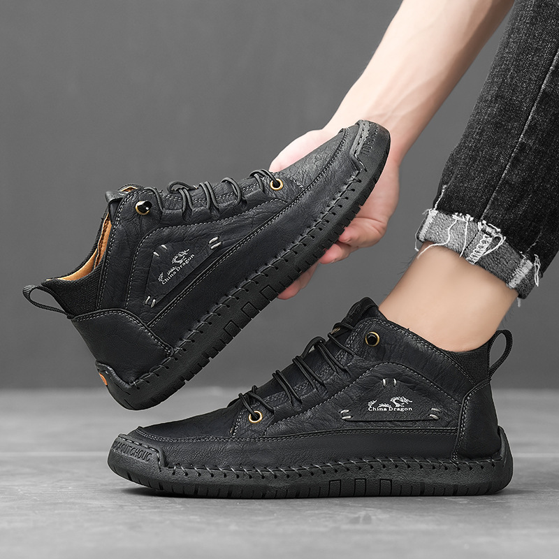 Men’s Rugged Vintage Leather Hiking Boots – Durable, Waterproof & Non-Slip Comfort