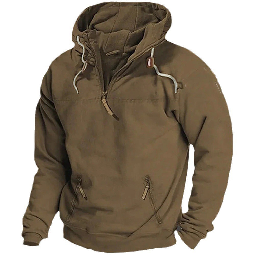 Men's Athleisure Loose Solid Color Hoodie Coat