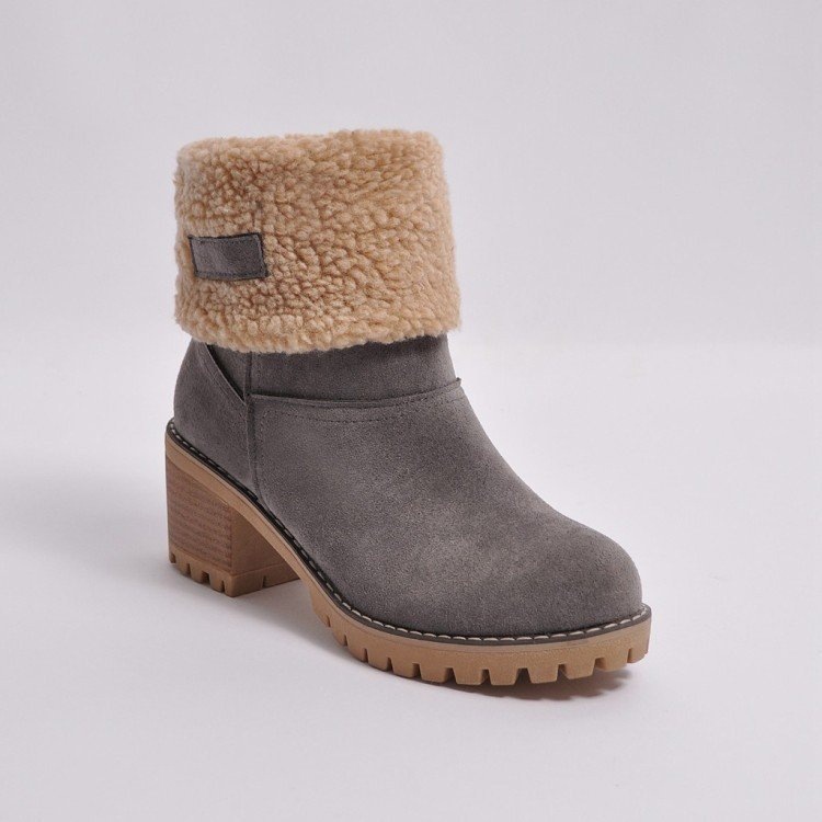Women's Chunky Heel Round Toe Snow Boots