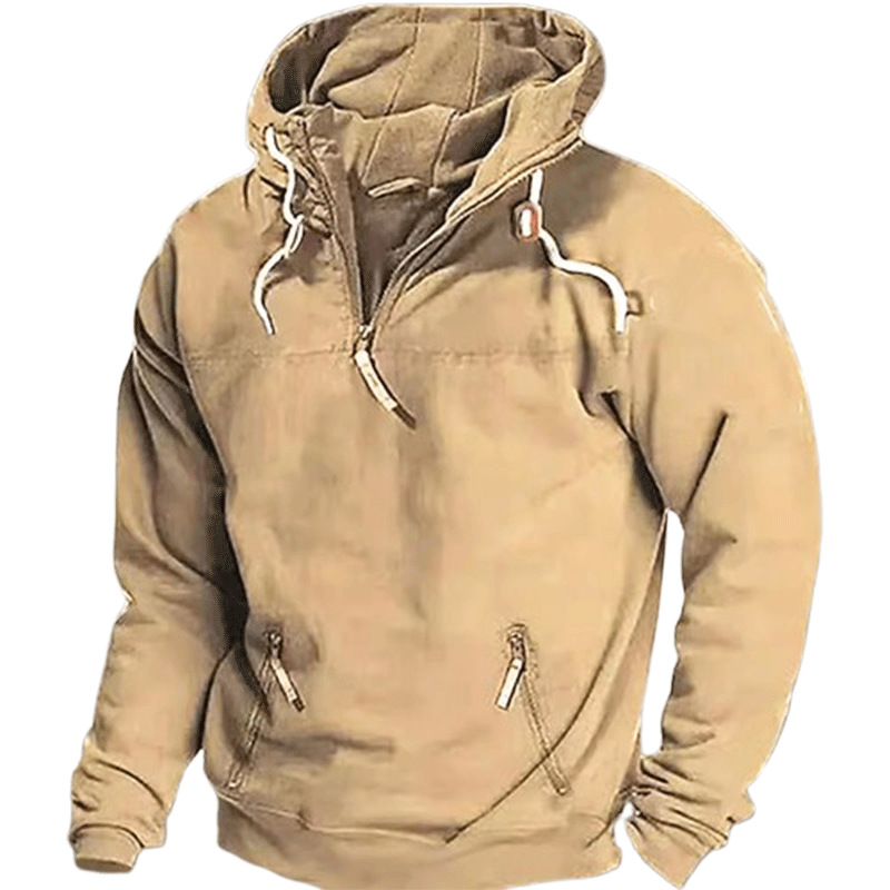 Men's Athleisure Loose Solid Color Hoodie Coat