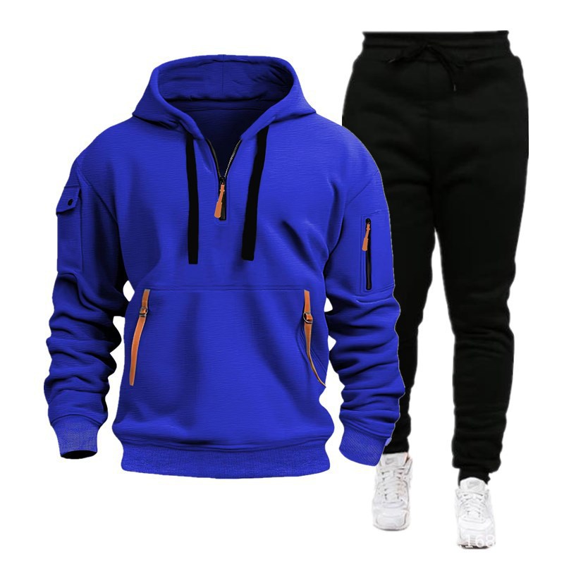 Men's Multi-Pocket Zip-Up Hoodie & Sweatpants Set