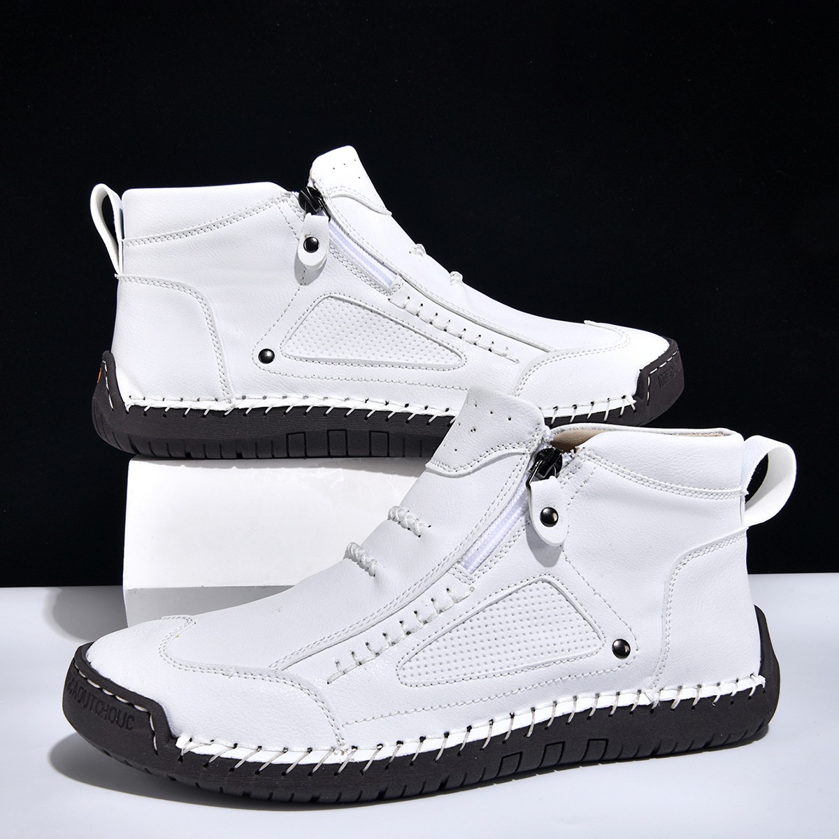 ⏰New Arrival Sale 70% OFF – Men's Handmade Leather Zipper Driving Ankle Boots | Wide Toe, Arch Support, Waterproof, Pressure Relief, Non-Slip Comfort for Everyday & Travel