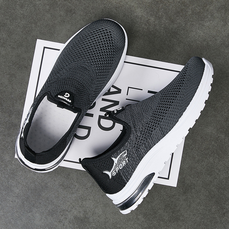 Men's Non-slip Breathable Casual Shoes - Lightweight Soft Sole Foot Shoes, Flying Knit Sneakers