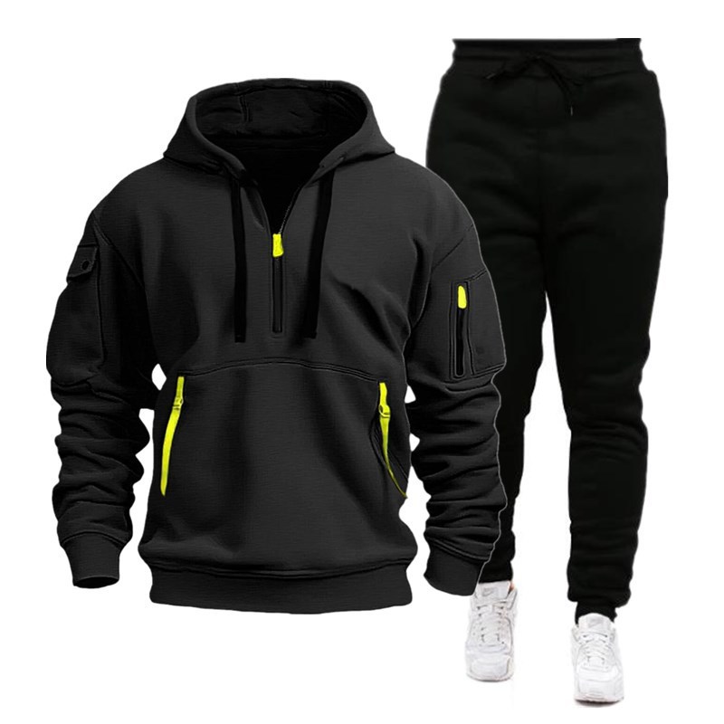 Men's Multi-Pocket Zip-Up Hoodie & Sweatpants Set